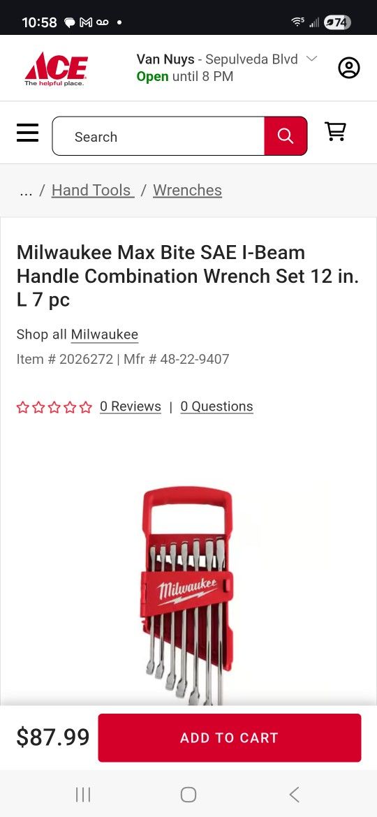 Milwaukee -SAE- Combination Wrench Set