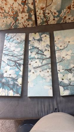 Floral Canvas Wall Art Triptych Set