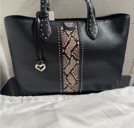 Brighton Black Leather Tote Bag