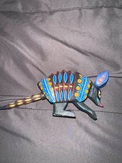 Hand-Painted Wooden Alebrije Armadillo Figure