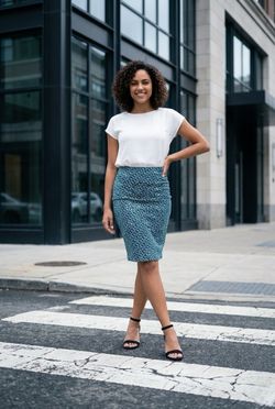 LuLaRoe Cassie Pencil Skirt Navy White Paisley XL