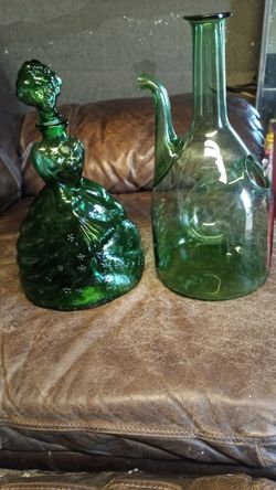 60's Hand Blown Wine And Liquor Decanters From Italy 