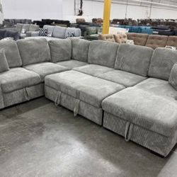 ✅️✅️4-Piece Convertible Sectional Sleeper Sofa, Chaise Storage, Sofa Storage & USB Port✅️✅️