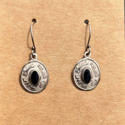 950 Silver And Onyx Earrings