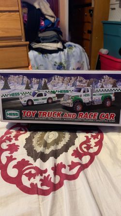 Hess toy truck and race car