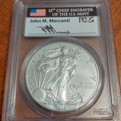2015 W SILVER EAGLE PCGS SP70 MERCANTI PHILADELPHIA FIRST DAY OF ISSUE