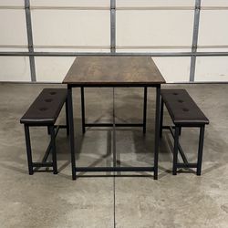 New Brown Dining Table Set with Benches (Can Deliver)