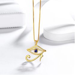 Eye of Horus Necklace – 925 Sterling Silver, 18K Gold Plated 