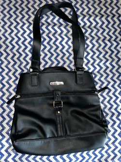 Black Pebbled Faux Leather Tote Handbag