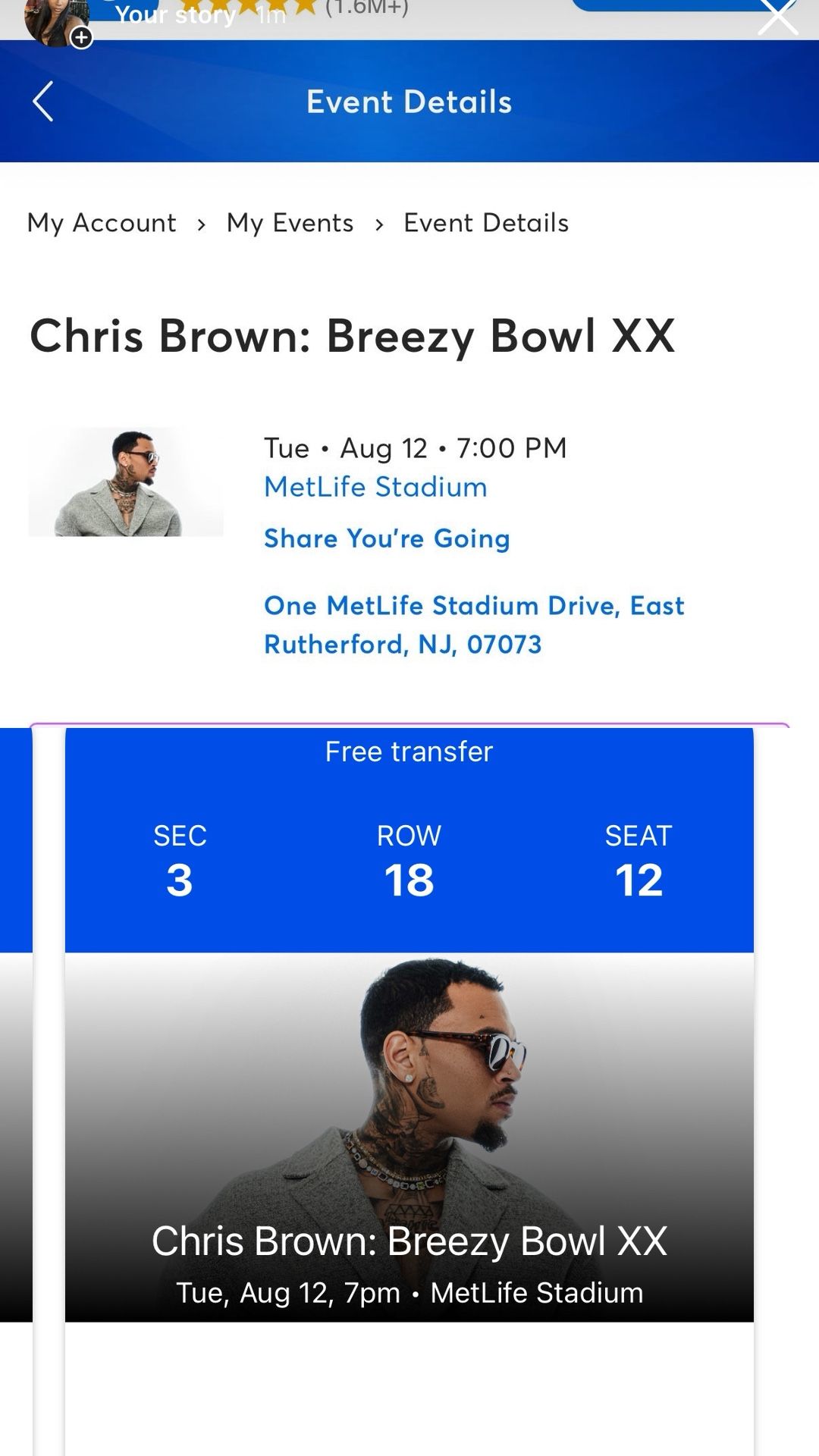 CHRIS BROWN CONCERT TICKET