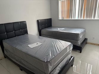 NEW BED FRAME TWIN SIZE WITH MATTRESS AND BOX SPRING