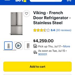 Viking French Door Refrigerator Stainless Steel 