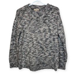 Ann Taylor LOFT Outlet Pink Grey Soft Knit Crew Sweater Women