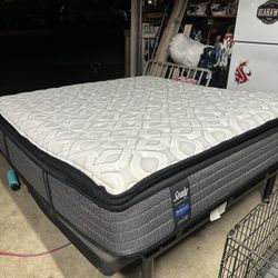 EASE bed frame and king size mattress. Look at pictures for dimensions.