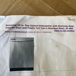 Samsung 24 In .  Dishwasher 