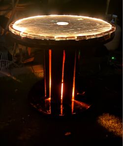 LED wood spool Table