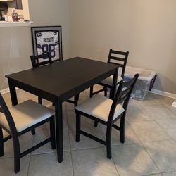 Table and chairs, tv stand and center table and 2 end tables