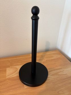 Black Metal Paper Towel Holder Stand