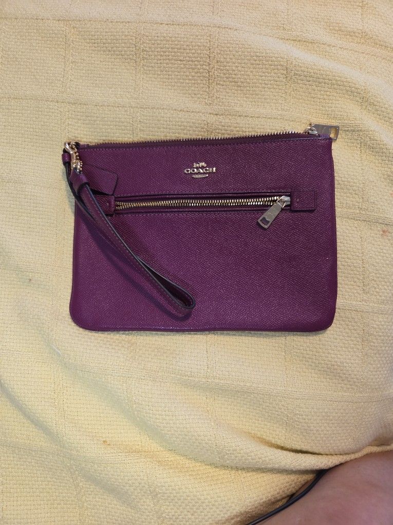Leather Wristlet Purse Coach