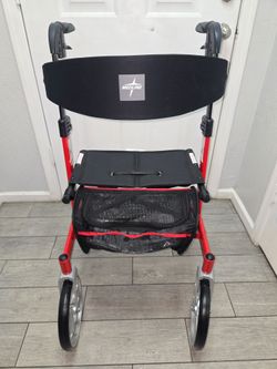 Medline European Style Lightweight Rollator Walker with Backrest , walker