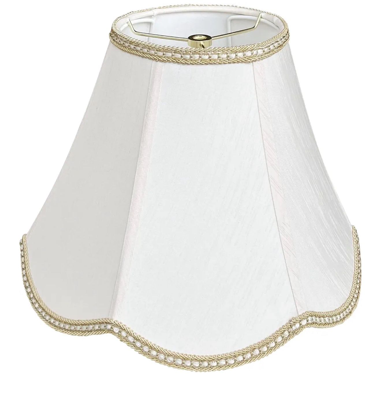 Small bell shaped lampshade,TOOTOO STAR 6" x 13" x 9.25" scalloped spider shade, handmade beige DIY table lamp shade