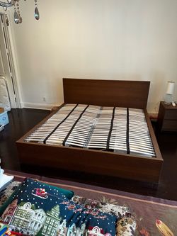IKEA King size bed with pull out bed drawers and two side chests