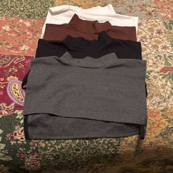 Mock Turtlenecks (4) Black, Brown, Grey, White
