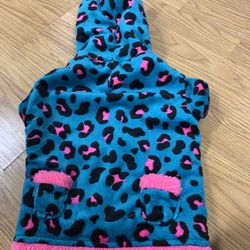 Medium Turquoise, Pink, And Black Leopard Dog Coat