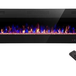 R.W.FLAME 60" Recessed and Wall Mounted Electric Fireplace