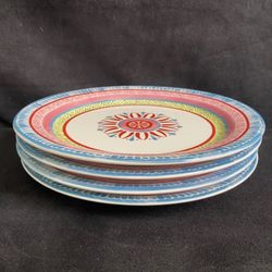 Set Of 4 Euro Ceramica 8.6 Multicolor Dinner Plates 