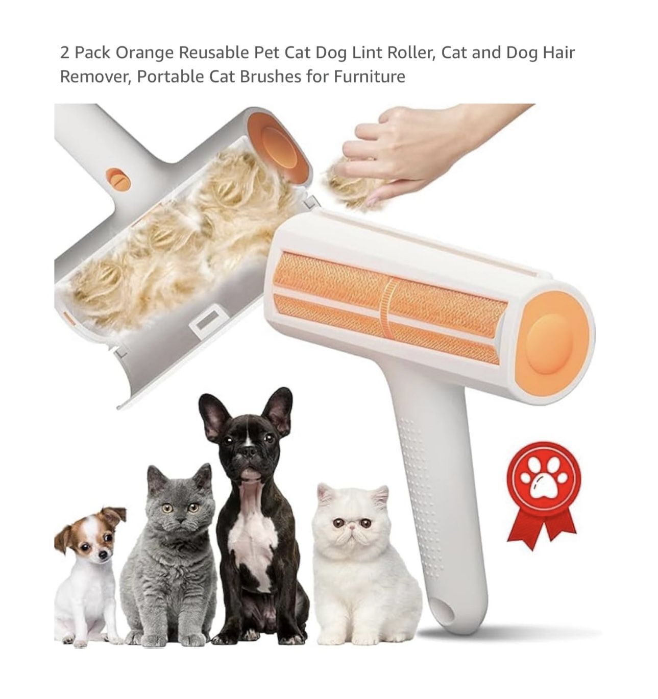 Brand new 2 Pack Orange Reusable Pet Cat Dog Lint Roller, Cat and Dog Hair Remover, Portable Cat Brushes for Furniture  Whitestone/Flushing, Queens or