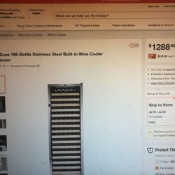 Brand New Whynter Single Zone 166 Bottles Stainless Steel Wine Cooler