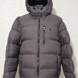 Polo Ralph Lauren Puffer Jacket Down Fill Charcoal Grey Coat Mens XL Ski 92 Og