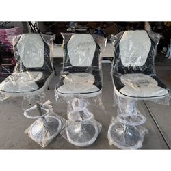 3  Beautiful Black &  White Leather Barstools