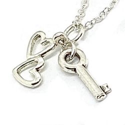 Sterling Silver Heart & Key Love Locket Necklace by Oriel Beauty