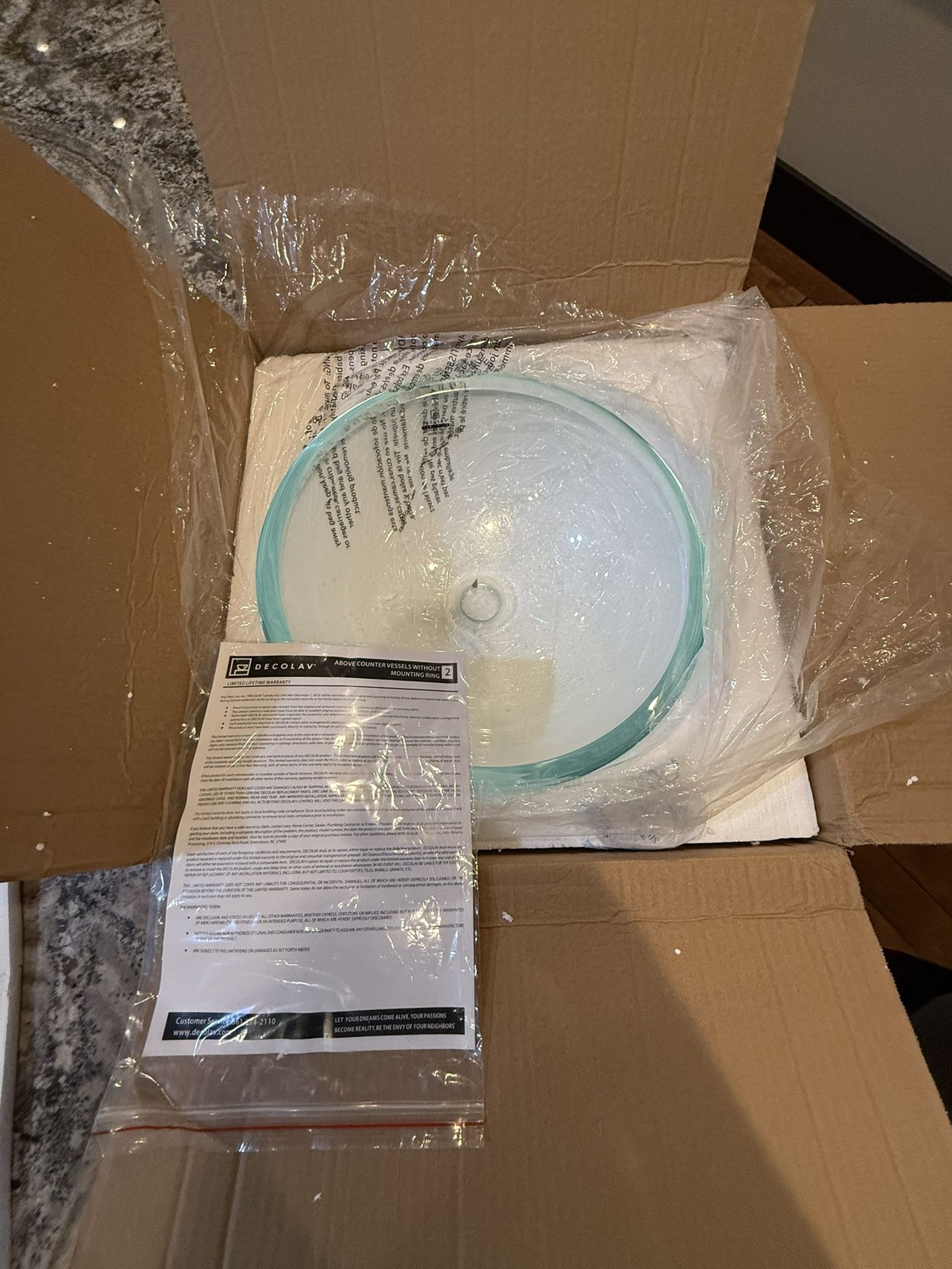 Translucence Round 19mm Tempered Glass Vessel Sink, Transparent Crystal