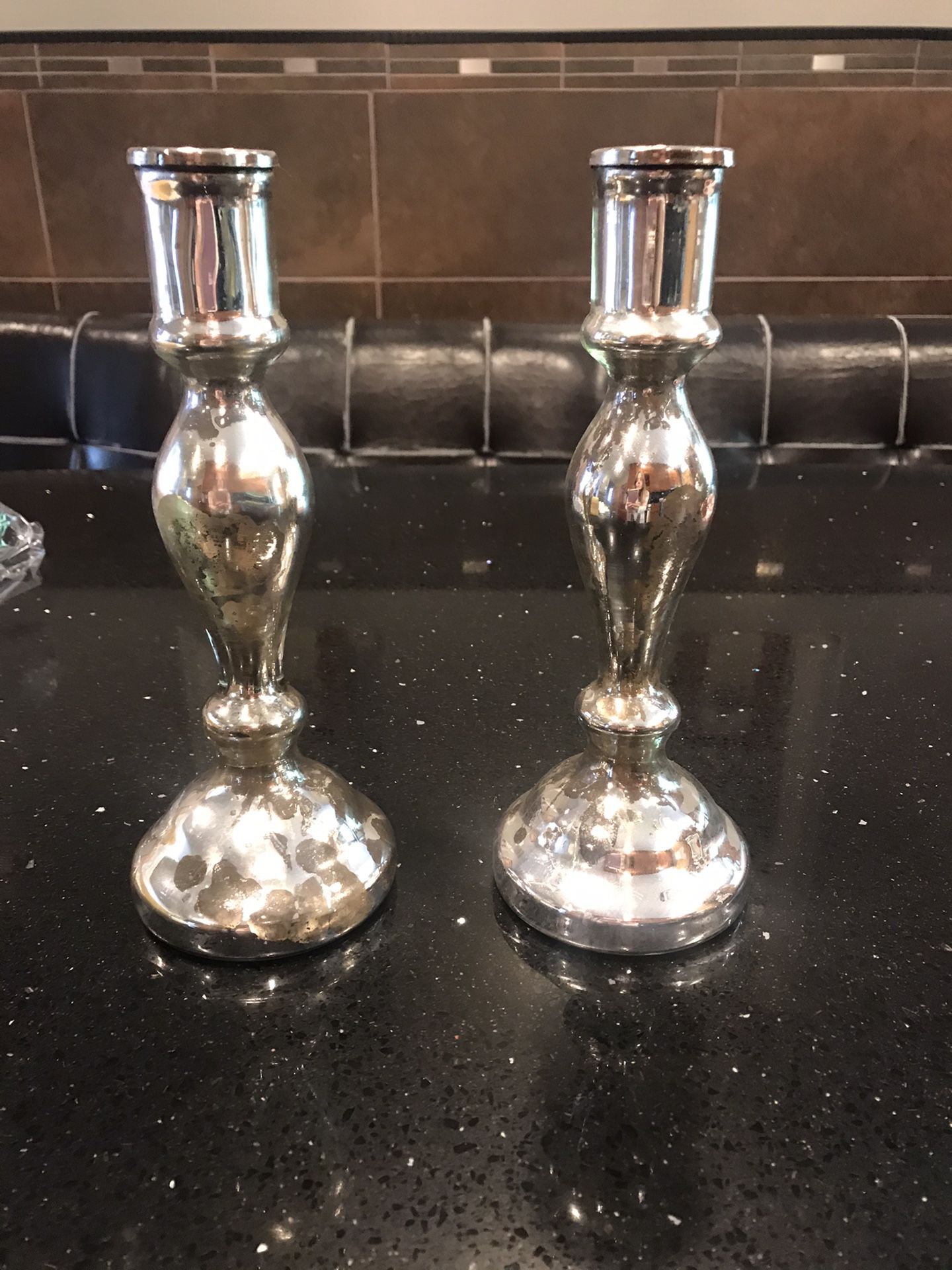 antique silver glass candlesticks