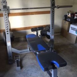 Workout Bench and squat Rack With Leg And Curl Attachments