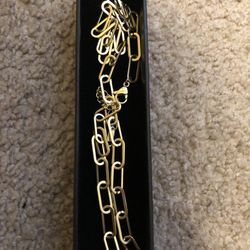 Gold plated Paper Clip Necklace