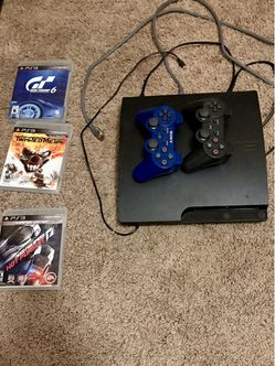 PS3 Slim Console Bundle with 2 Controllers and 3 Games
