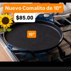 Comalito De 11” Hierro Forjado Nueva Línea Azul $85.00 Especial Prepara Huevos Carnes Pankekes Pollo Tatema Chiles Tortillas Princess House Ventas Fin