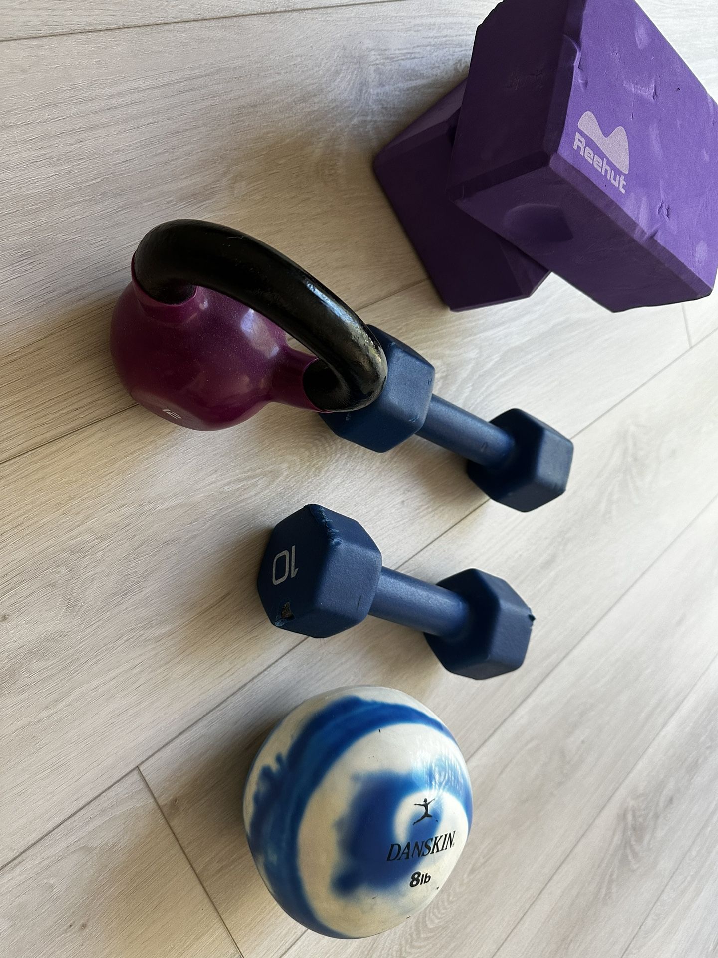 Lot Of Weights Dumbbells Kettle Bell 8 10 12 Lb