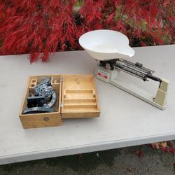 Vintage Ohaus Triple Beam Balance Scale and Microscope