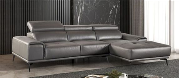 Brand New Grey Leather Modern Style Sectional Sofa