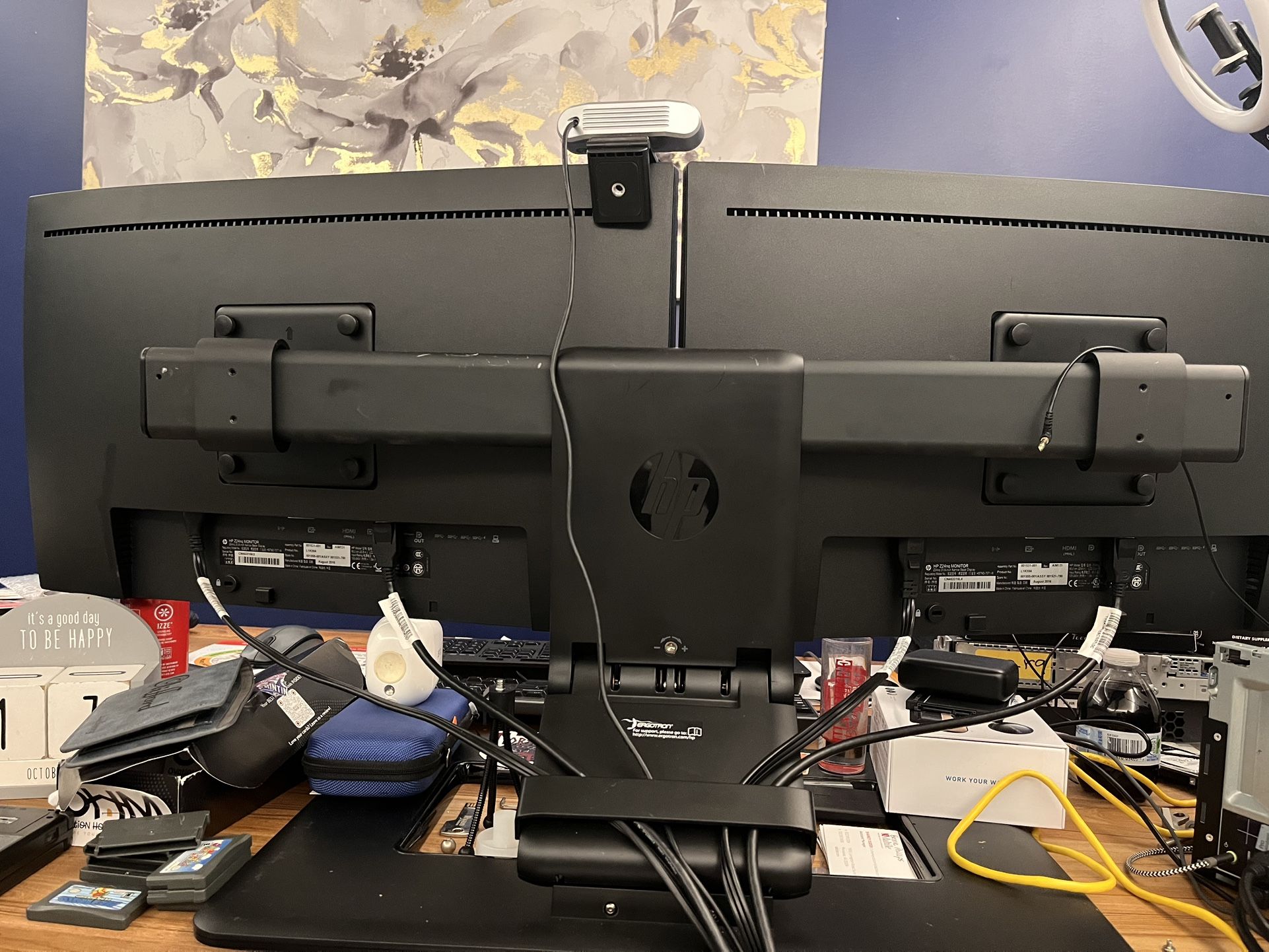 HP 24” Monitor Pair (set b) with dual screen stand/mount