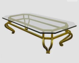   Vintage MCM Glass Coffee Table Arturo Pani Hollywood Regency 