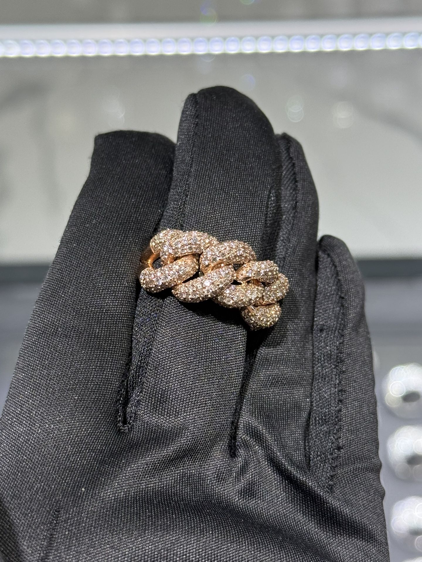 New Rose Gold Diamond Puffy Cuban Ring