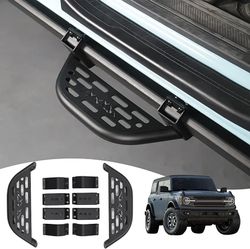 Side Steps for Ford Bronco Accessories 2021 2022 2023 2/4 Door with Rock Rail, Running Boards Side Bars Drop with Mounting Brackets Front Rear Door St