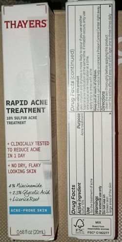 Thayers Rapid Acne Treatment 10% Sulfur - New Sealed