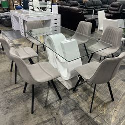 Modern Dining Table with 6 Chairs / Mesa de comedor moderna con 6 